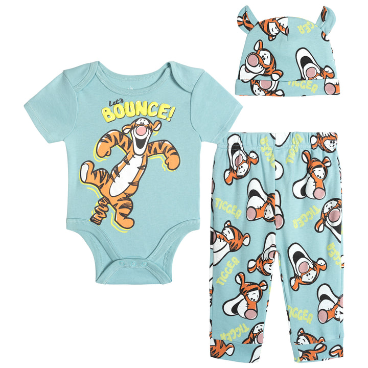 Disney Winnie the Pooh Baby Bodysuit Pants and Hat Set Tigger Sky Blue