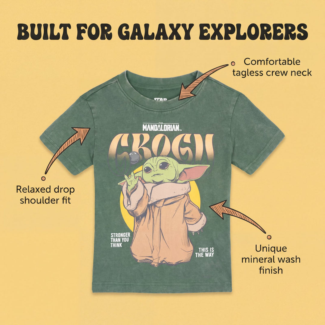 Star Wars The Mandalorian Grogu Boys' Short Sleeve T-Shirt Mineral Green
