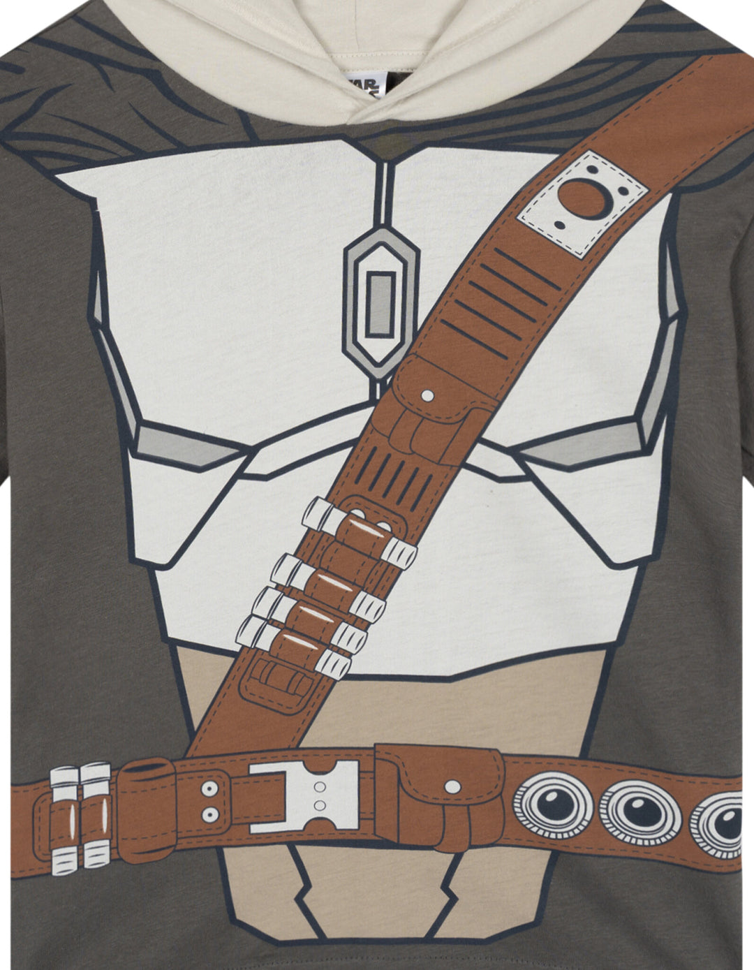Star Wars The Mandalorian Boys' Cosplay Hooded T-Shirt Grey