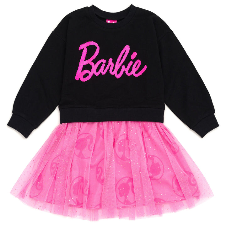 Barbie Girls' Glitter Tutu Dress Black Pink