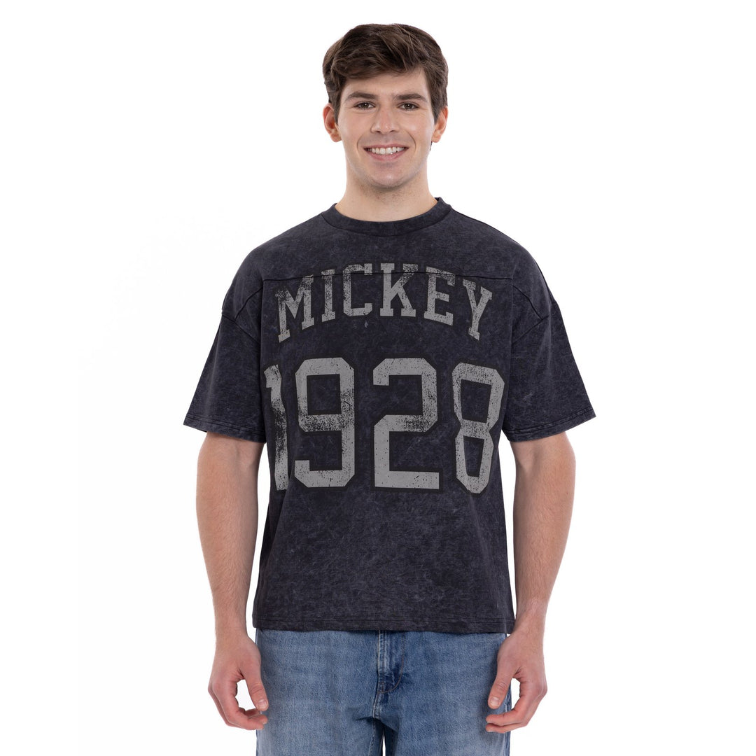 Disney Mickey Mouse Men's Football T-Shirt Washed Black