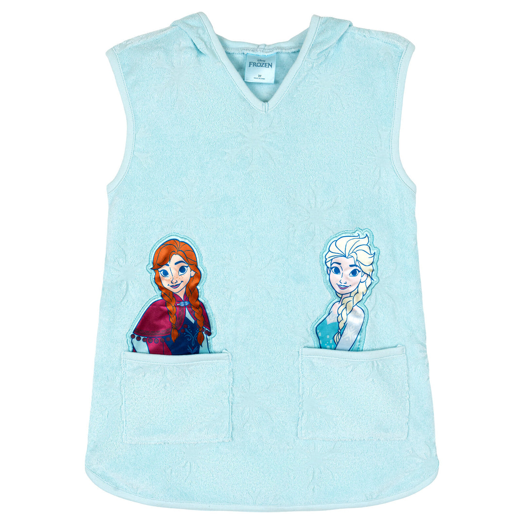 Frozen Girls' Hooded Swimwear Cover Up Anna Elsa Light Blue