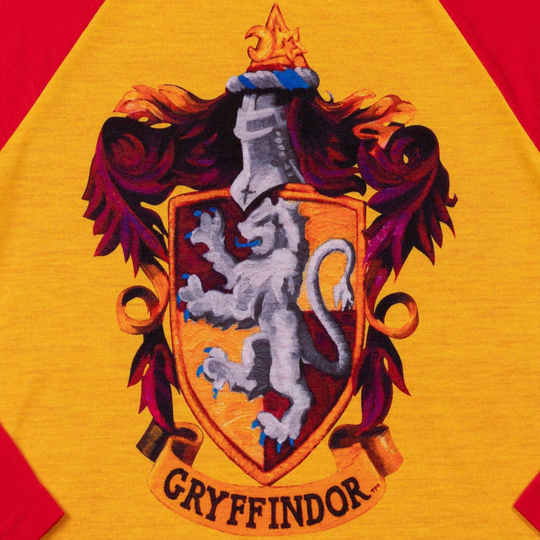 Harry Potter Gryffindor 2-Piece Long Sleeve Pajama Top and Pants Set Red Gold