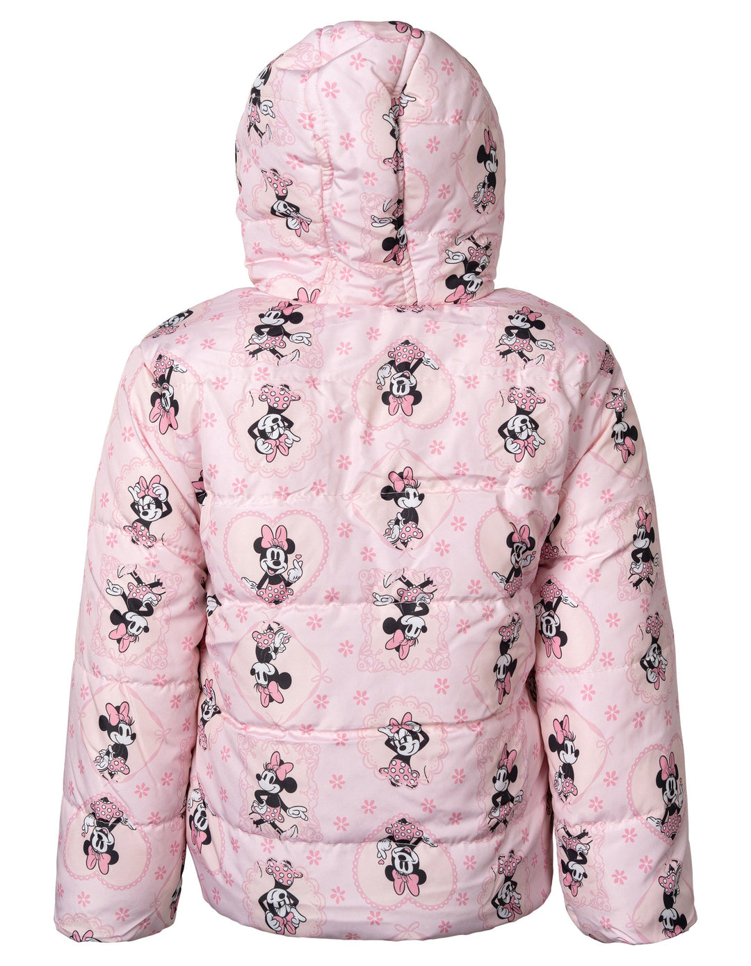 Minnie Mouse Girls' Hooded Puffer Jacket Pink Floral