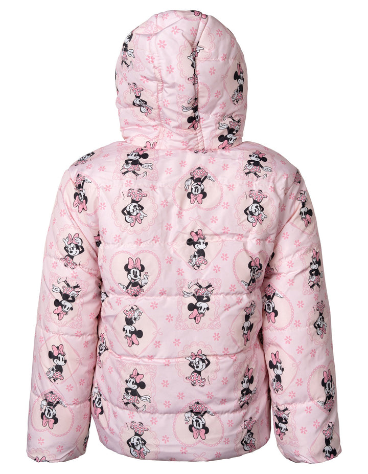 Minnie Mouse Girls' Hooded Puffer Jacket Pink Floral