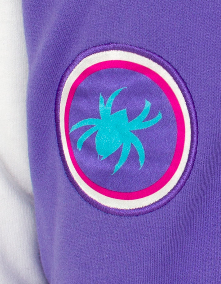 Marvel Spider-Verse Ghost-Spider French Terry Varsity Bomber Jacket Purple
