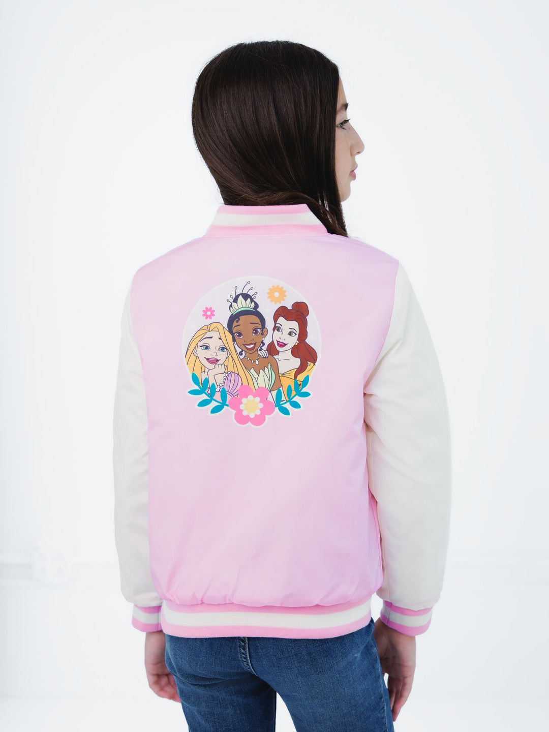 Disney Princess Girls' Varsity Bomber Jacket Pastel Pink