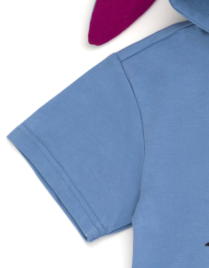 Disney Winnie the Pooh Eeyore Boys' Cosplay Short Sleeve Hooded T-Shirt Blue Grey