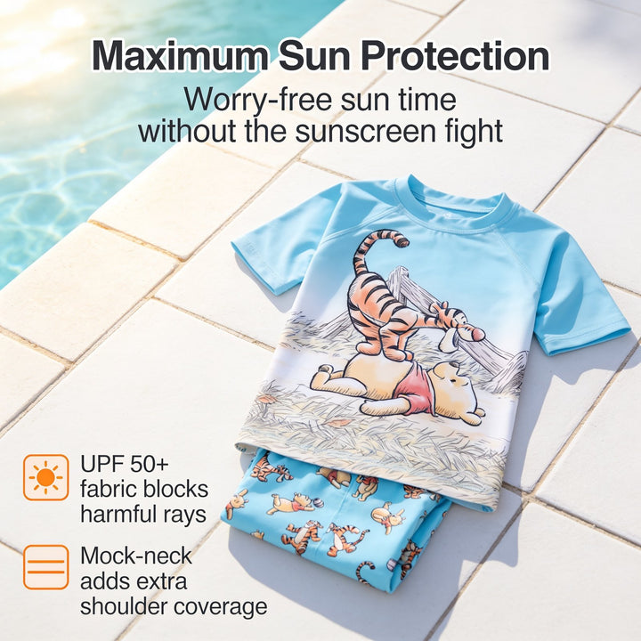 Disney Winnie the Pooh Swimwear 2-Piece Rash Guard and Swim Trunks Set Tigger