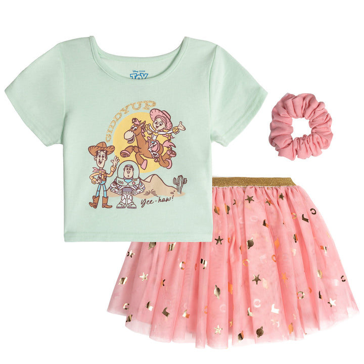 Disney Toy Story Girls' T-Shirt and Tutu Skirt Set Mint Pink