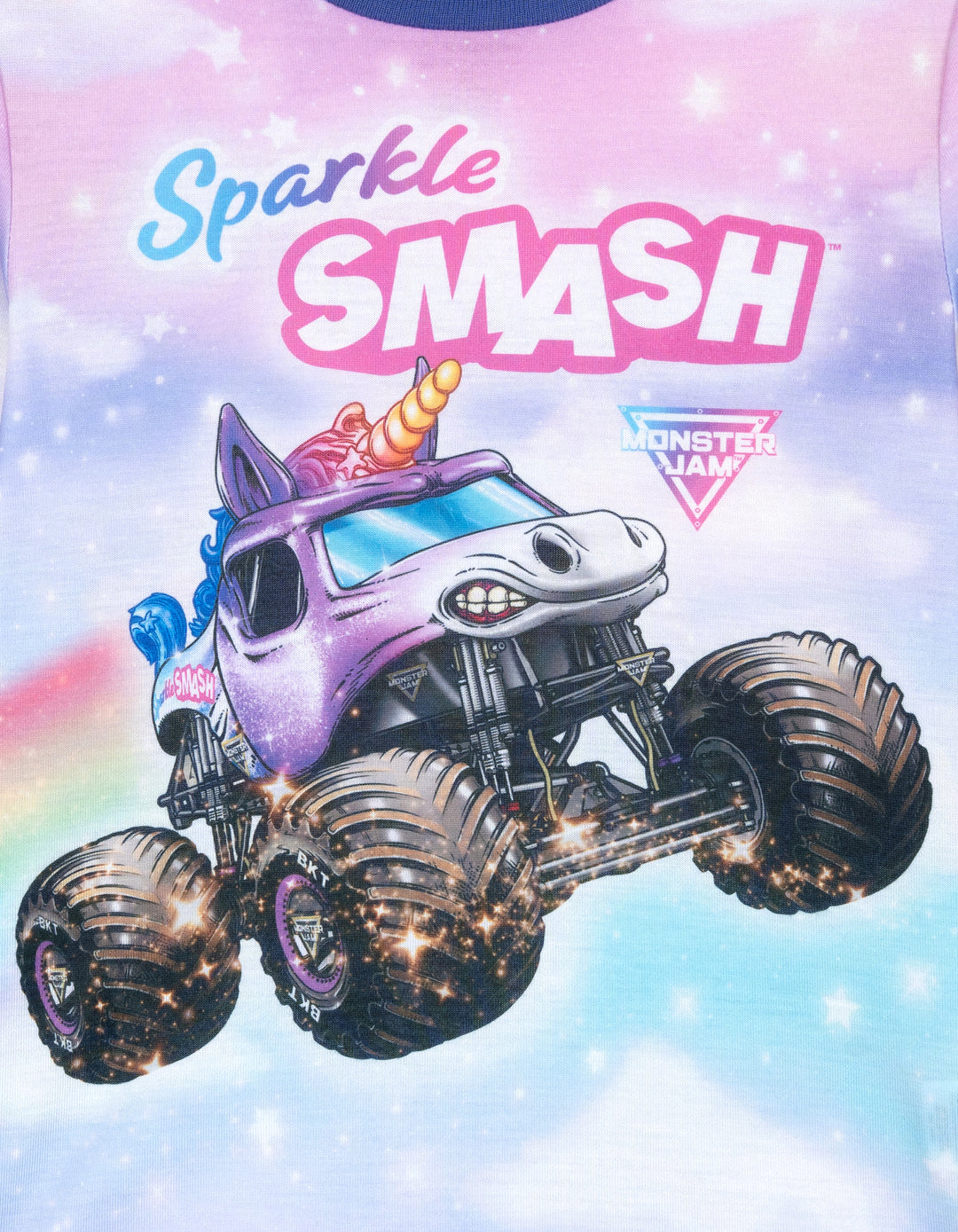 Monster Jam Sparkle Smash Girls' 2-Piece Pajama Shirt and Pants Set Purple