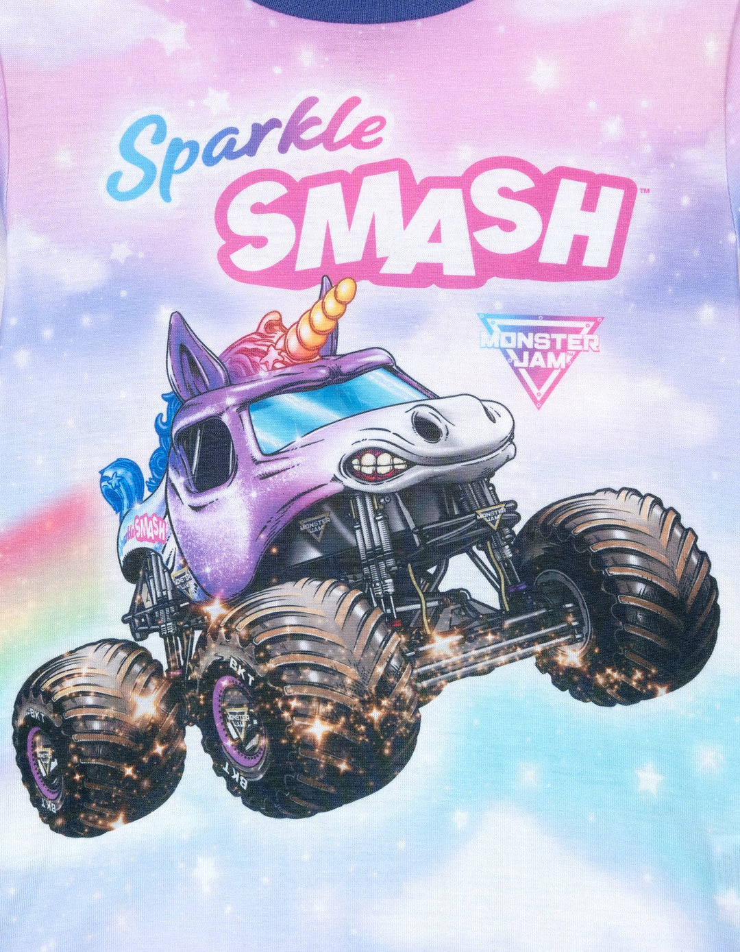 Monster Jam Sparkle Smash Girls' 2-Piece Pajama Shirt and Pants Set Purple