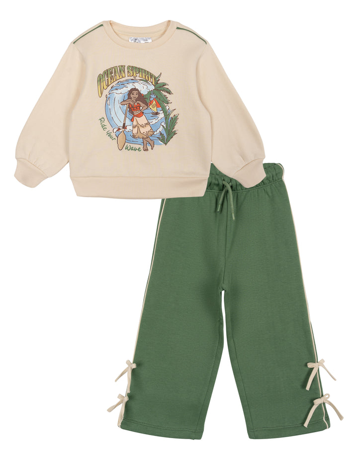 Moana Girls' Fleece 2-Piece Sweatshirt and Pants Set Green