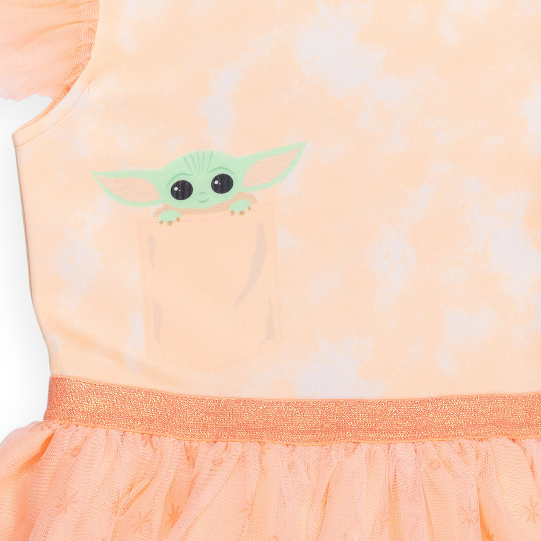 Star Wars The Mandalorian Grogu Girls' Cosplay Hooded Tutu Dress Peach