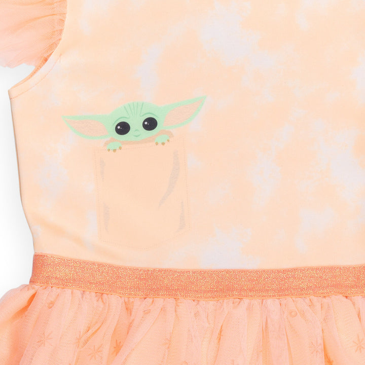 Star Wars The Mandalorian Grogu Girls' Cosplay Hooded Tutu Dress Peach