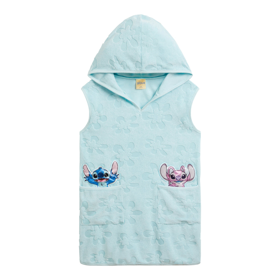 Lilo & Stitch Girls' Hooded Swimwear Cover Up Angel Blue