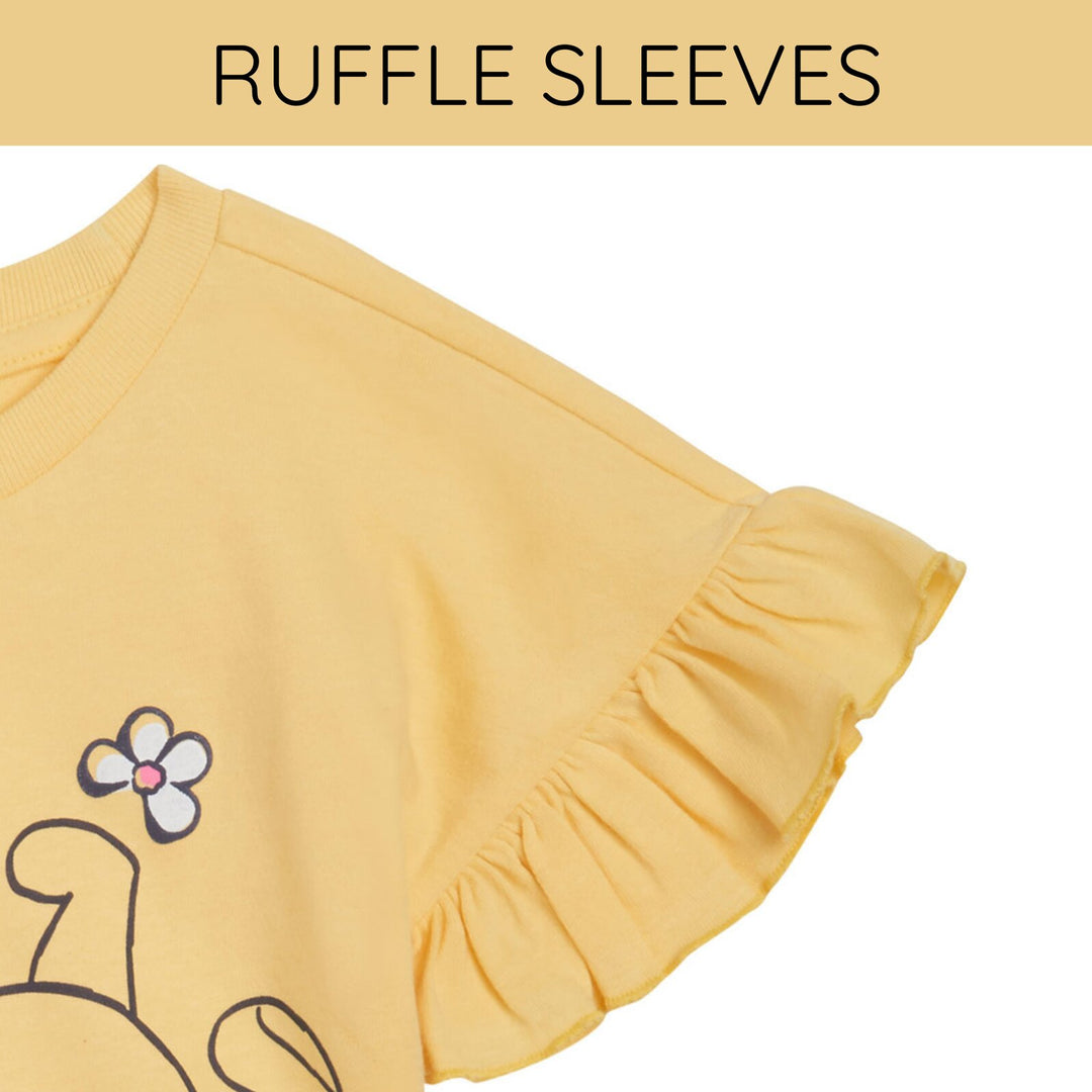 Disney Winnie the Pooh Girls' 2-Piece T-Shirt and Shorts Set Yellow Blue