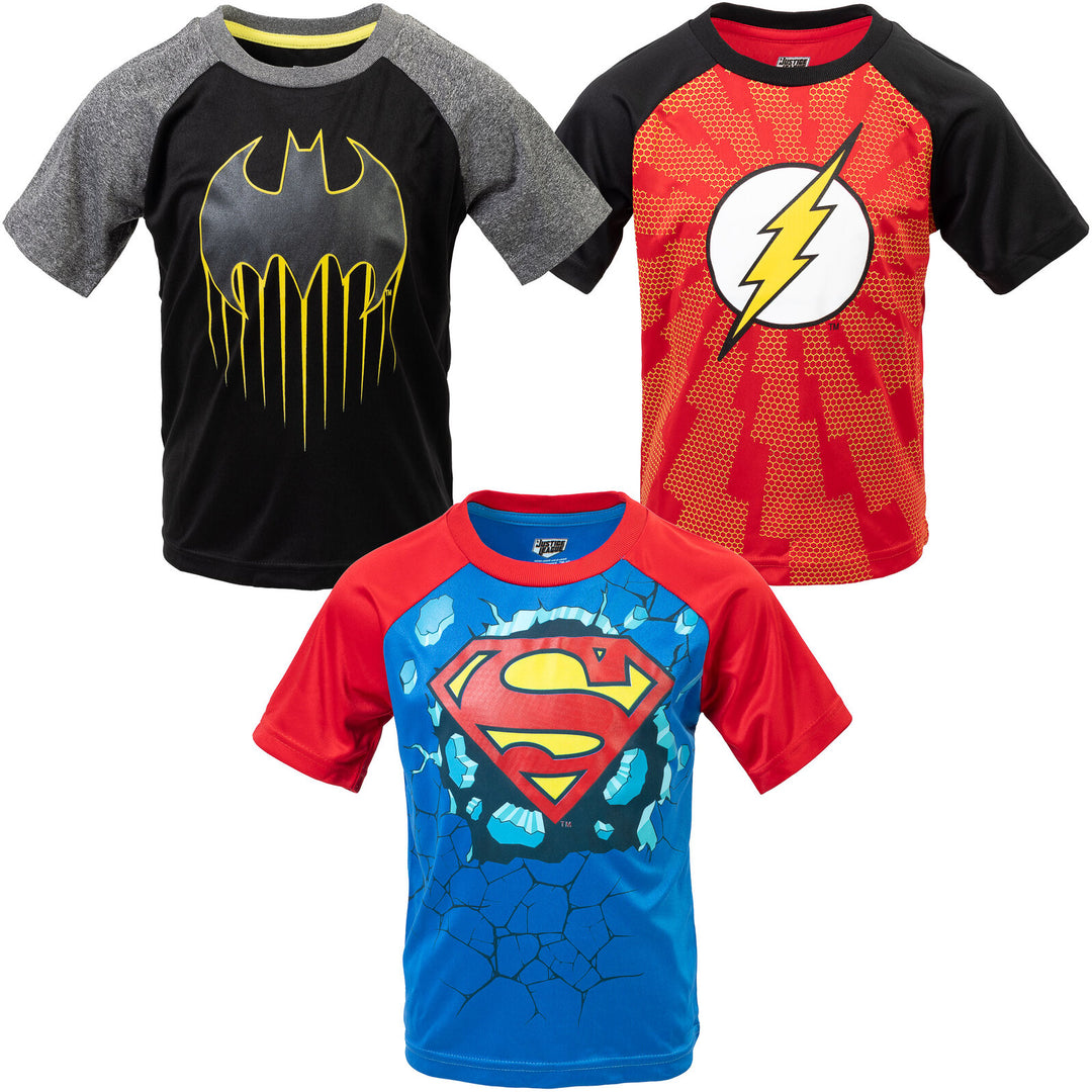 DC Comics Justice League Boys' 3-Pack Short Sleeve T-Shirts Multi