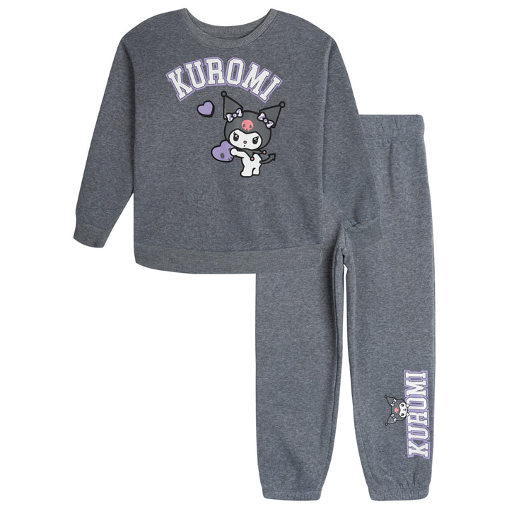 Hello Kitty Kuromi Girls' 2-Piece Sweatshirt and Joggers Set Heather Grey