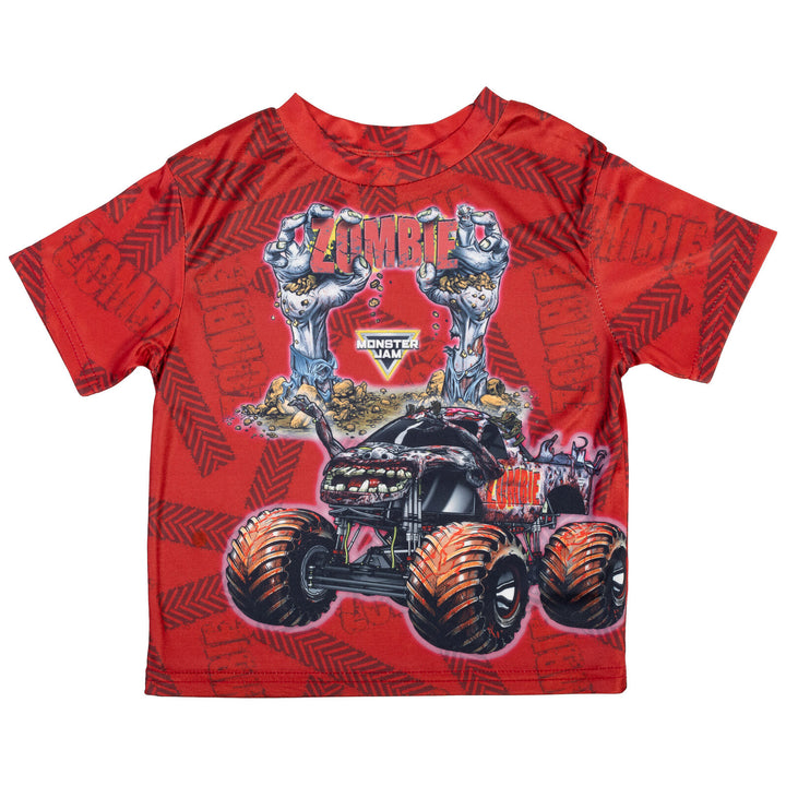 Monster Jam Boys' Athletic Short Sleeve T-Shirt Zombie Red