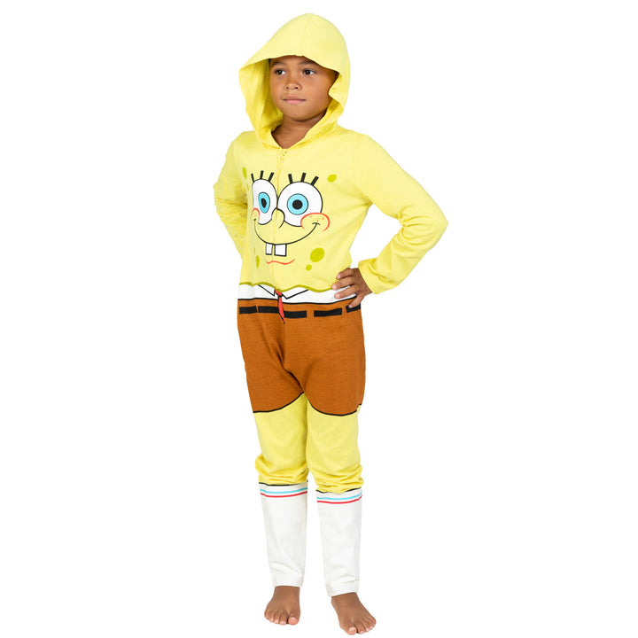 Nickelodeon SpongeBob SquarePants Boys' Cosplay Hooded One Piece Coverall Yellow