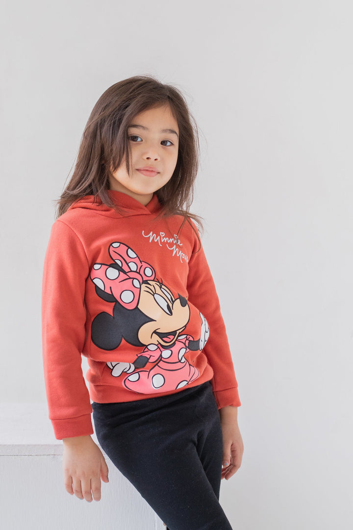 Minnie Mouse Girls' Fleece Pullover Hoodie Red