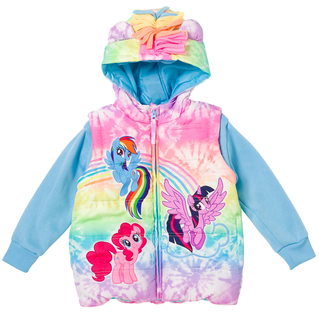 My Little Pony Girls' Cosplay Hooded 2fer Jacket Light Blue Tie Dye