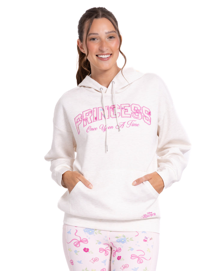 Disney Princess Women's Loungewear Pullover Hoodie Oatmeal Heather