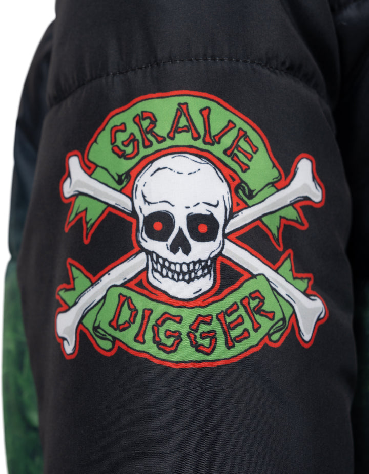Monster Jam Boys' Hooded Puffer Jacket Grave Digger Green