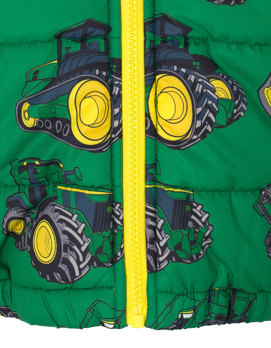 John Deere Boys' Quilted Hooded Puffer Jacket Tractor Green Print