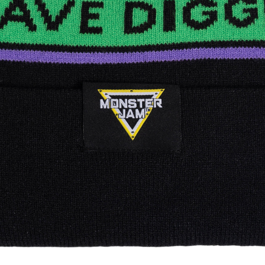 Monster Jam Grave Digger Men's Knit Beanie Hat Purple