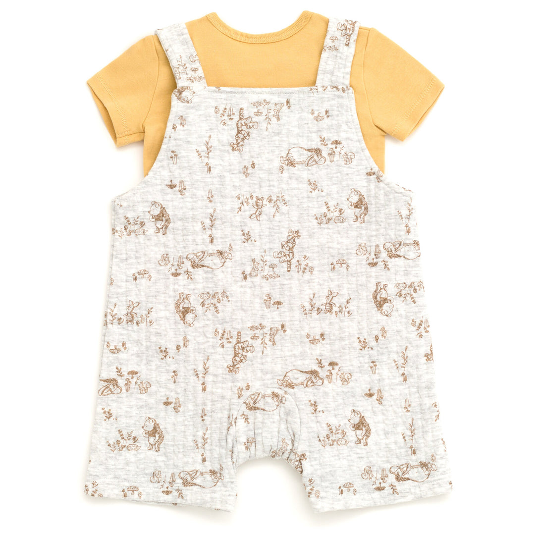 Disney Winnie the Pooh Baby 2-Piece Bodysuit and Shortall Set Yellow Grey