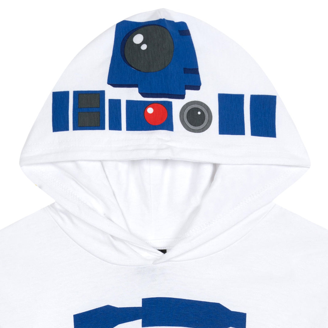 Star Wars Adult Men or Women Cosplay Hooded T-Shirt White Blue R2D2
