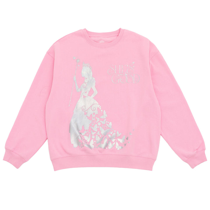Wicked Glinda Women's Fleece Crewneck Pullover Pink