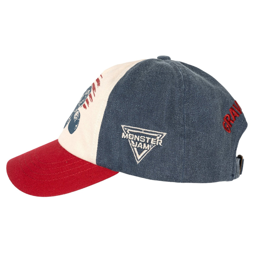 Monster Jam Grave Digger Boys' Adjustable Strapback Baseball Cap Navy Red