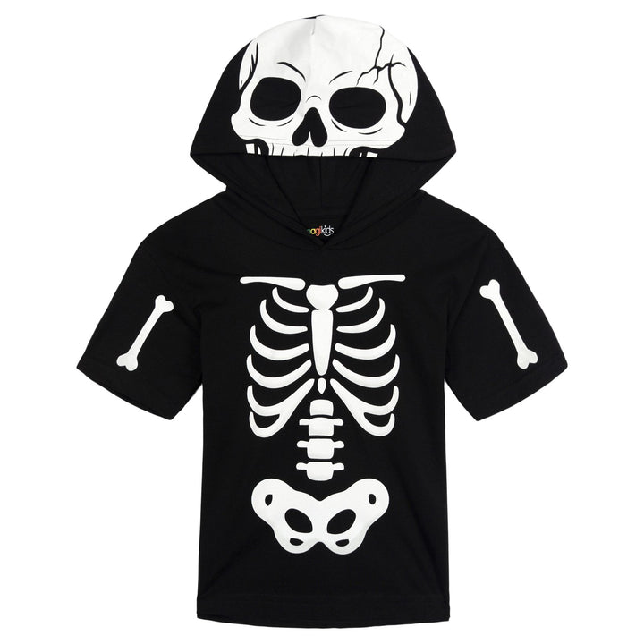 imagikids Cosplay Hooded T-Shirt Skeleton Black White