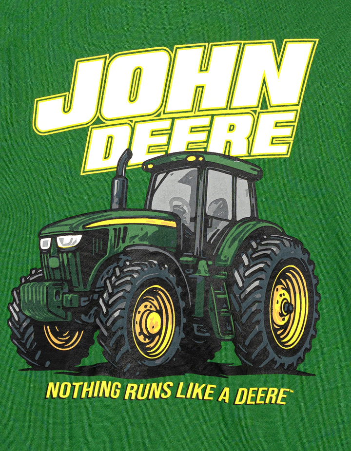 John Deere Boys' Fleece Zip-Up Hoodie Green Cream