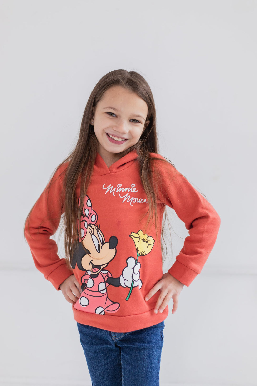 Minnie Mouse Girls' Fleece Pullover Hoodie Red