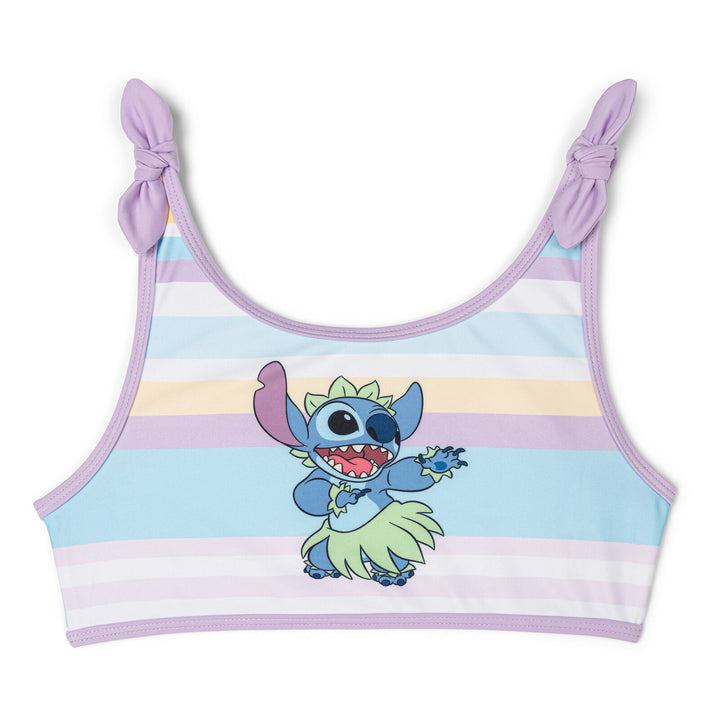 Lilo & Stitch Girls' 2-Piece Swimwear Bikini Top and Bottom Set Purple Stripe