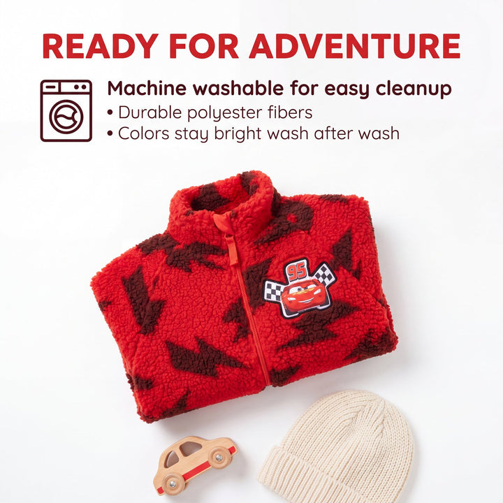 Cars Lightning McQueen Boys' Fleece Zip-Up Jacket Racing Red