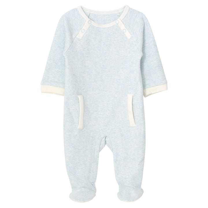 Cozeeme Baby Boy or Girl Footed Sleep N Play Heather Light Blue