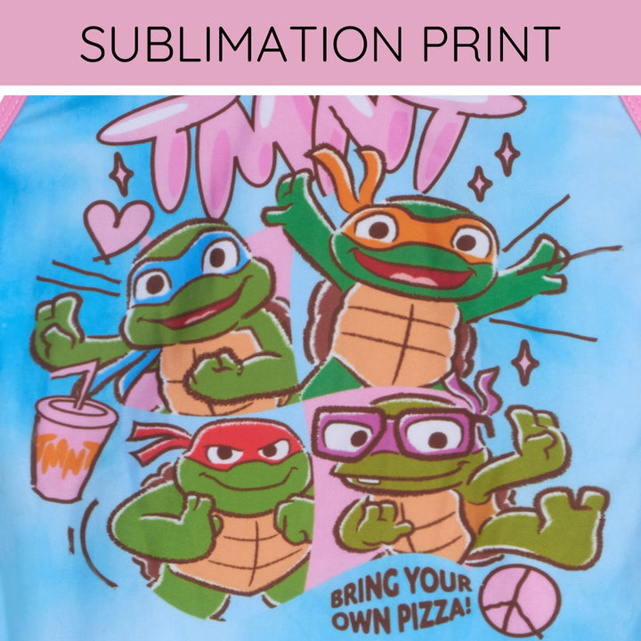 Teenage Mutant Ninja Turtles Girls' One Piece Bathing Suit Pink Blue Tie Dye