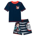 Demon Slayer Tanjiro Kamado Boys' UPF 50+ Rash Guard and Swim Trunks Navy Red
