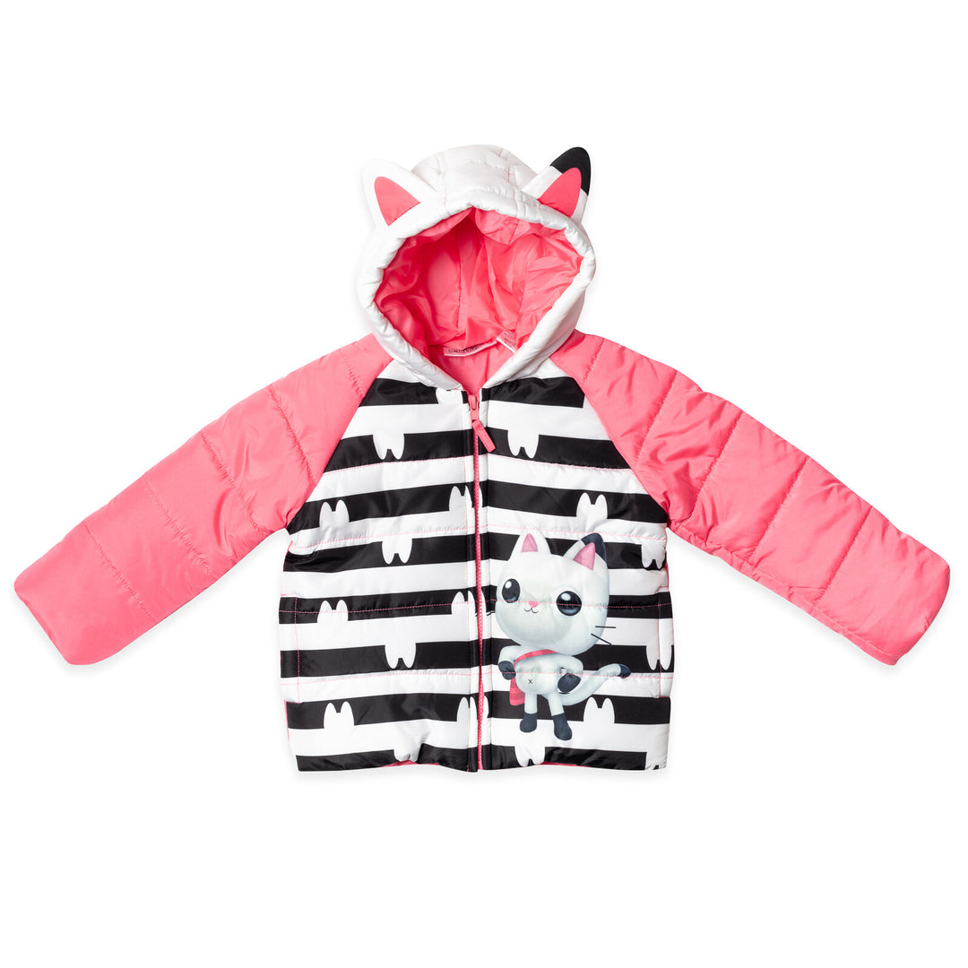Gabby's Dollhouse Pandy Paws Girls' Hooded Zip-Up Puffer Jacket Pink
