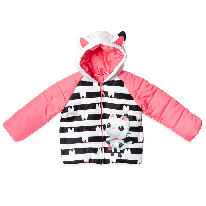 Gabby's Dollhouse Pandy Paws Girls' Hooded Zip-Up Puffer Jacket Pink