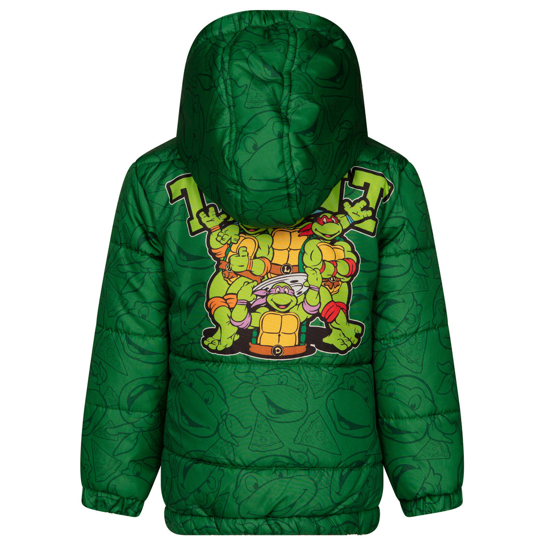 Teenage Mutant Ninja Turtles Boys' Zip-Up Hooded Puffer Jacket Forest Green