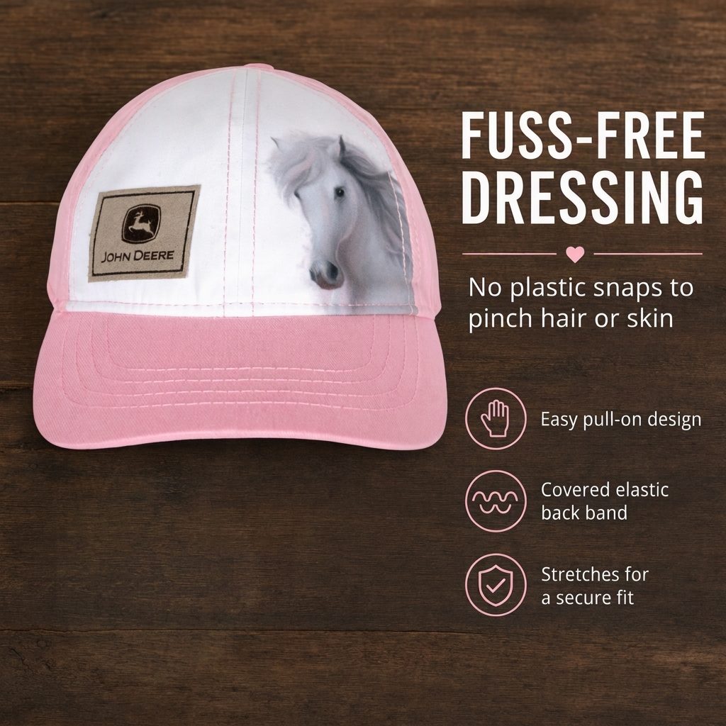 John Deere Baby Girls' Cotton Twill Baseball Cap Pink White
