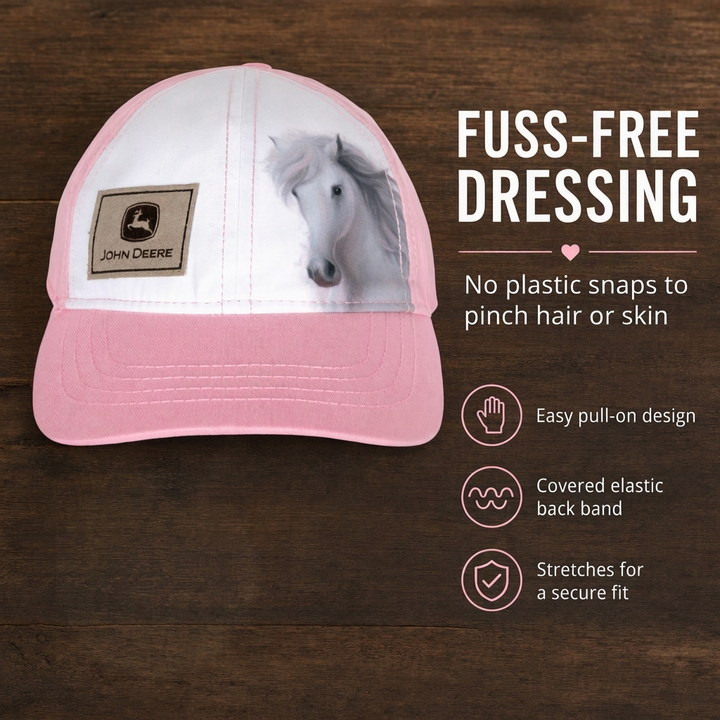 John Deere Baby Girls' Cotton Twill Baseball Cap Pink White
