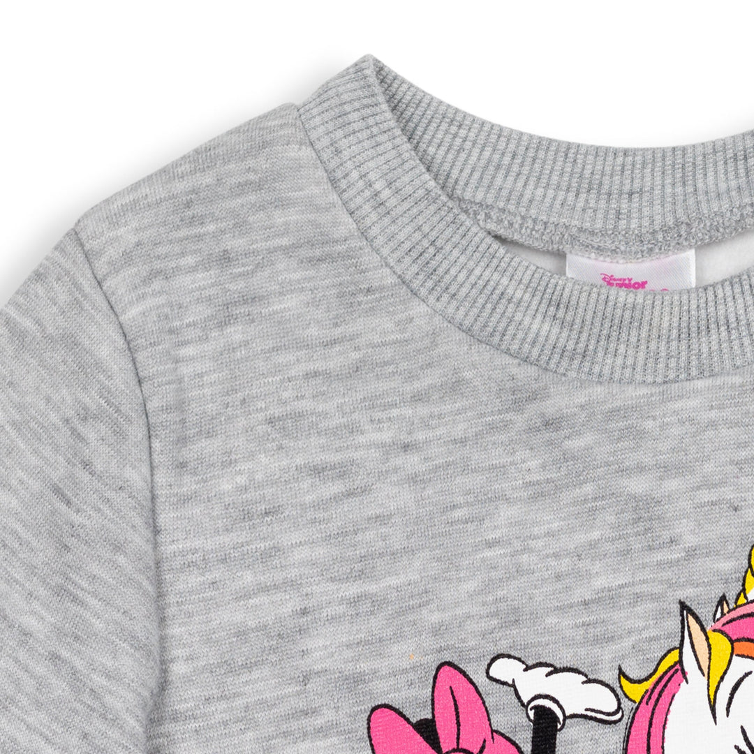 Minnie Mouse Girls' Long Sleeve Pullover Sweatshirt Heather Grey