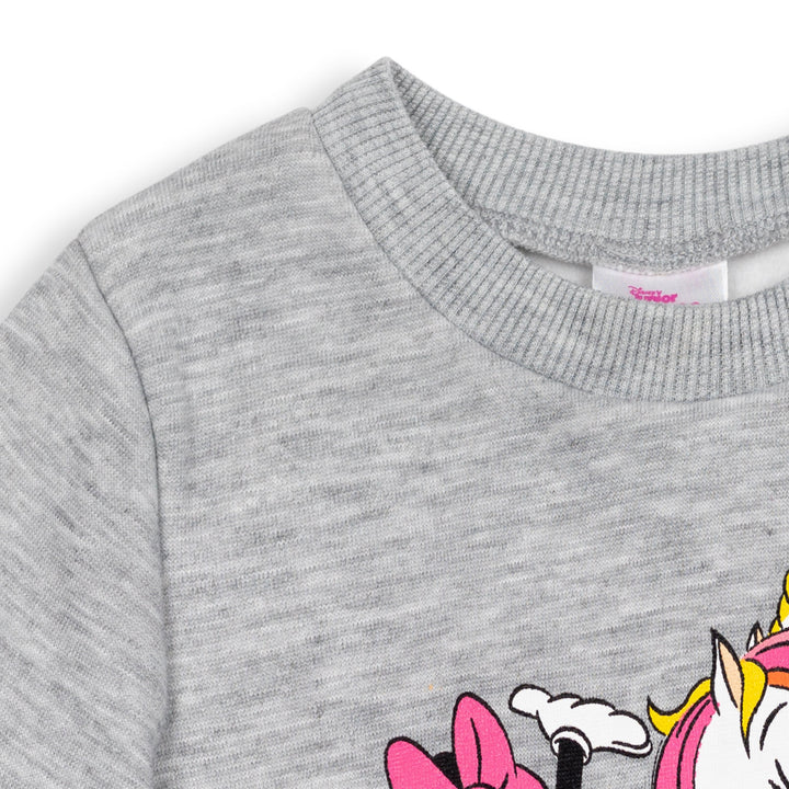 Minnie Mouse Girls' Long Sleeve Pullover Sweatshirt Heather Grey